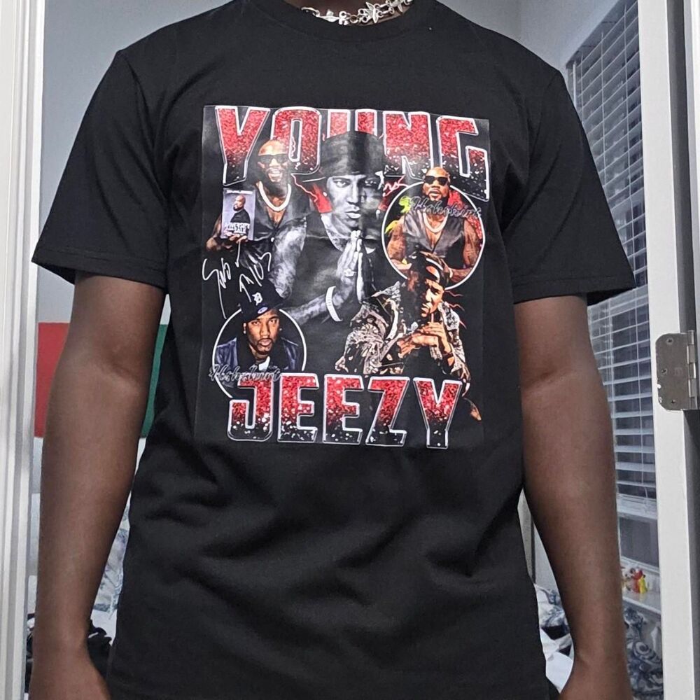 Young Jeezy Rap Tee Black Hip Hop Graphic T-Shirt Y2K Style